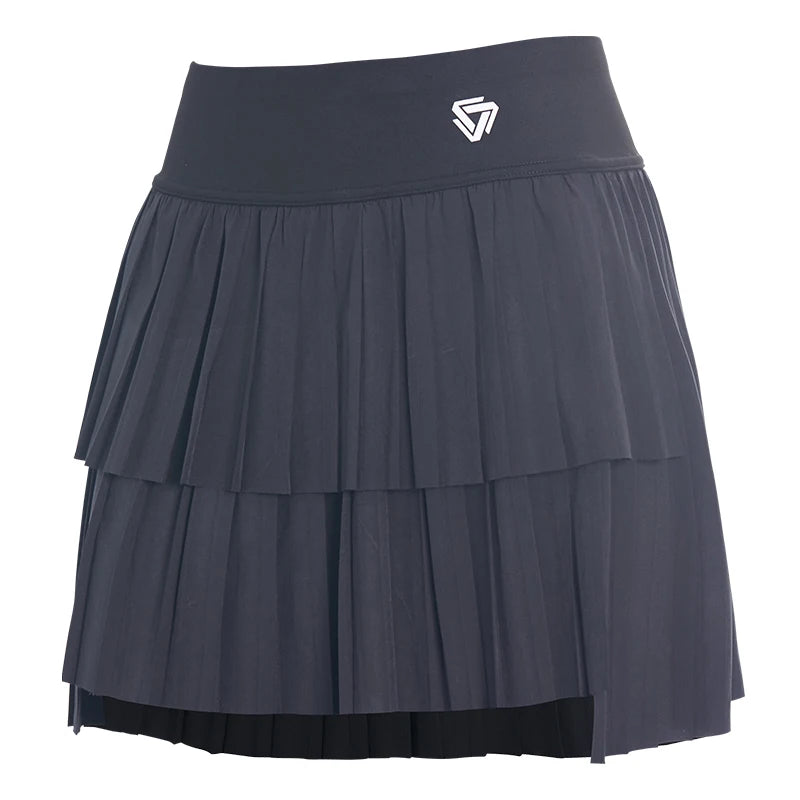 Women Sports Mini Pleated Skirt Golf Tennis Skirts High Waist Double Layer - GilloServ