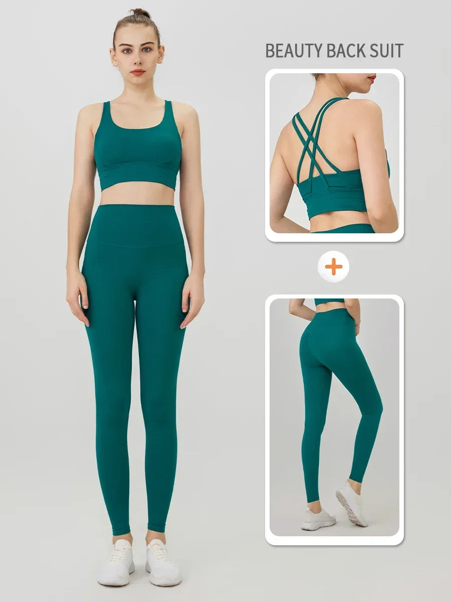 Yoga Clothes Women's Tracksuit Athletic Wear Pilates Fitness Suit - GilloServ