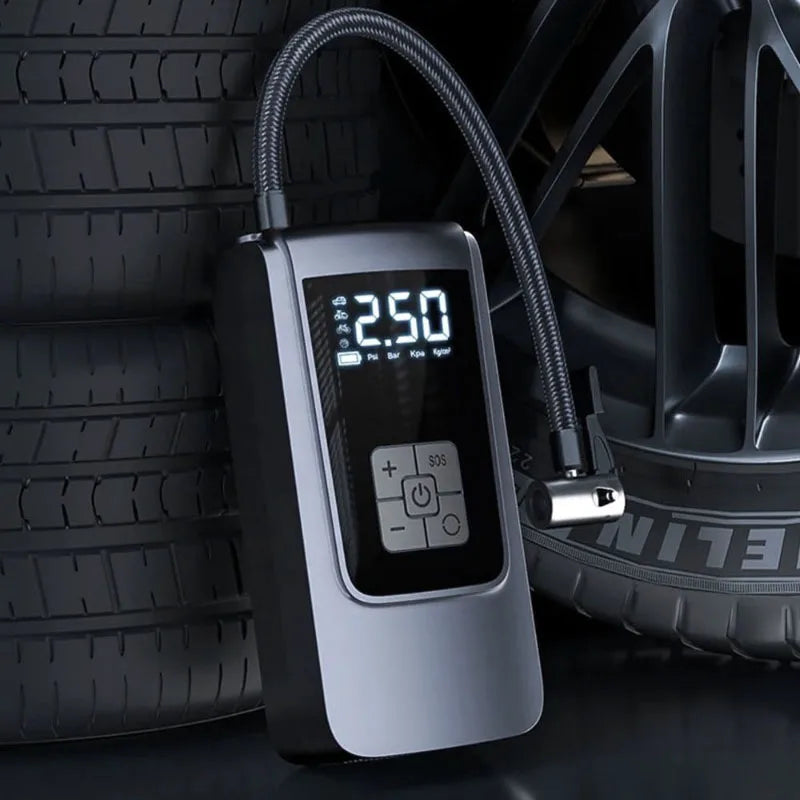 Portable Air Compressor for Car Motorcycle Bicycle - Fast Tire Inflator with Accurate Pressure Gauge - GilloServ