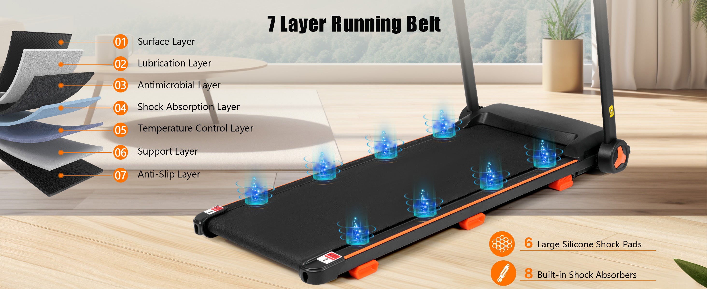 Brand New Home Treadmill, 2.5HP Silent Folding Treadmill With Heart Rate Sensor, Weighing 300 Pounds, Banned Platform Temu - GilloServ