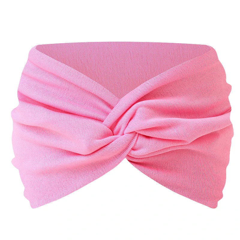 Women Solid Color Super Wide Headband Twisted Criss Cross Elastic Hairband Yoga Running Sports Non Slip Sweat Hair Accessories - GilloServ