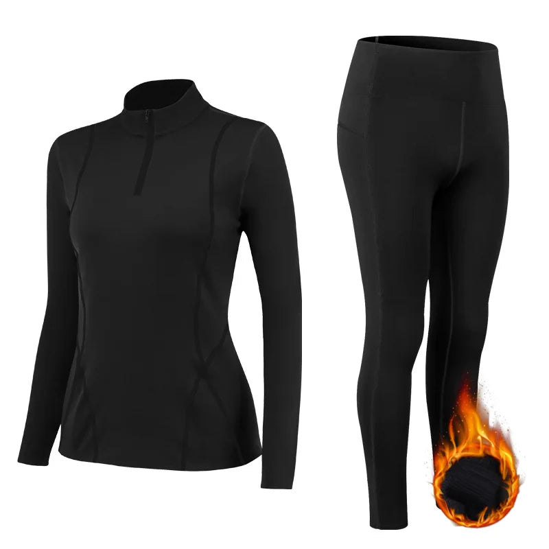 Winter Yoga Suit Stretch Set Gym Workout Shirt Leggings Sportswear - GilloServ