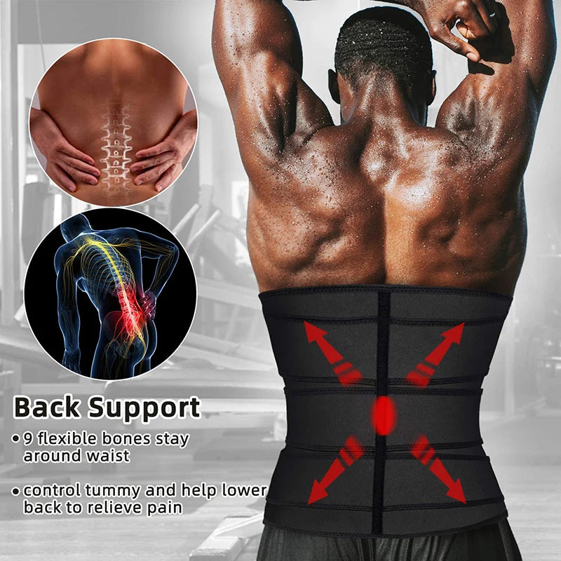 Mens Waist Trainer Corsets Fitness Trimmer Belt// Slimming Body Shaper Weight Loss Sauna Sweat Girdle Workout Fat Burner Fajas - GilloServ