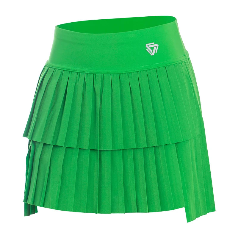 Women Sports Mini Pleated Skirt Golf Tennis Skirts High Waist Double Layer - GilloServ