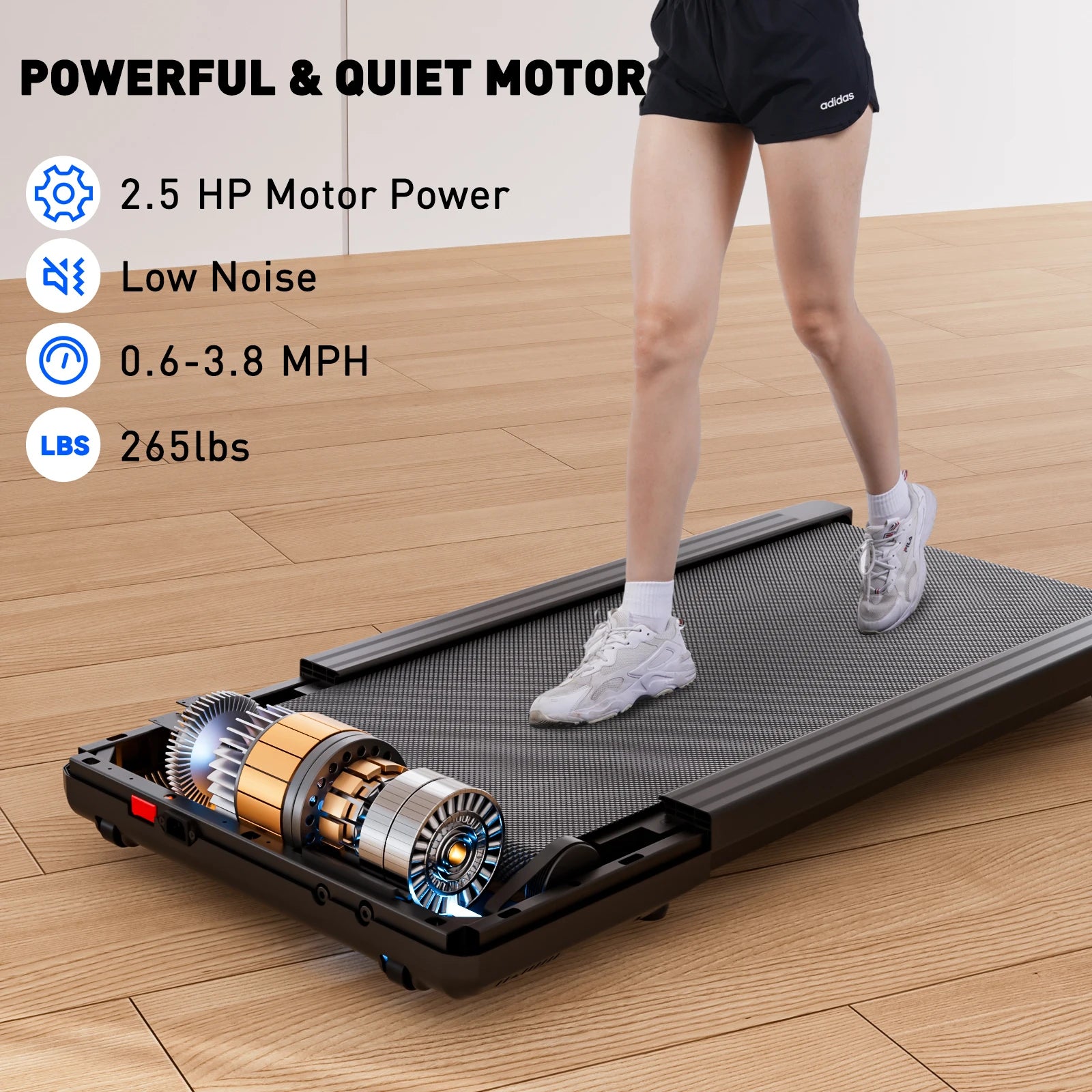 Promoation Walking Treadmill 2.5HP 1-6km/h Speed Anti-Slip Shock Absorption Portable Treadmill for Home Office Exercise Machine - GilloServ