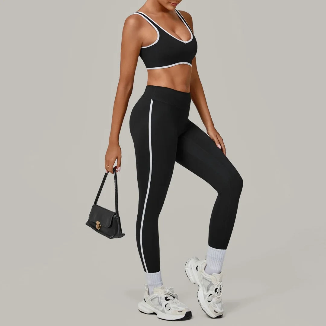Yoga Suit Sports Fitness High Waist Peach// Hip Tight  Clothes Gym Leggings Set - GilloServ