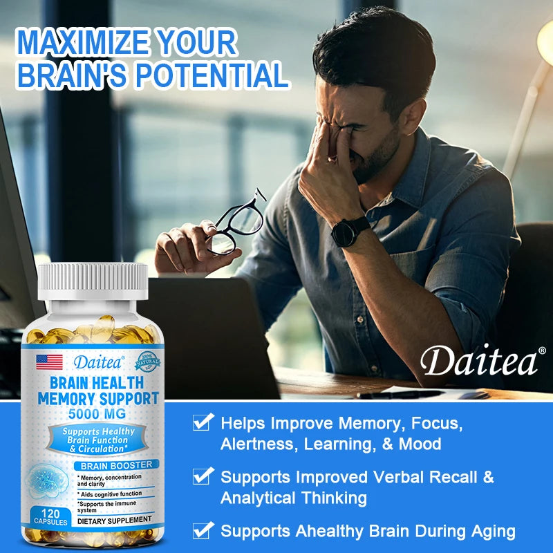 Vitamin B6 Supplement, Brain Health Memory Support 5000 mg//Supports Focus//rain Function & Circulation, 120 Capsules - GilloServ