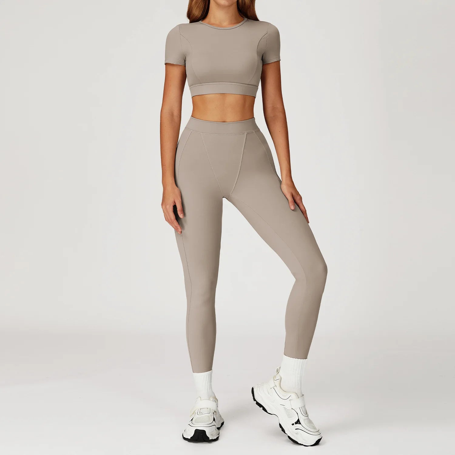 2Pcs Sports Suit Pants Woman High-Waist Butt-Lift Fitness Yoga Top - GilloServ
