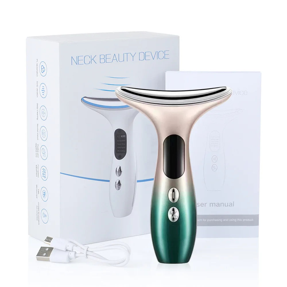 Neck Face Beauty Massager Device/ LED Therapy Skin Tighten Reduce Double Chin Wrinkle/Skin Care - GilloServ