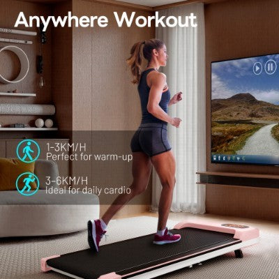 Folding Under Desk Walking Pad Treadmill With Adjustable Incline, 1-6 Km H Low Noise For Home  Office, LED Display, Magnetic Remote Control, Transport Wheels  Plug, Black. - GilloServ