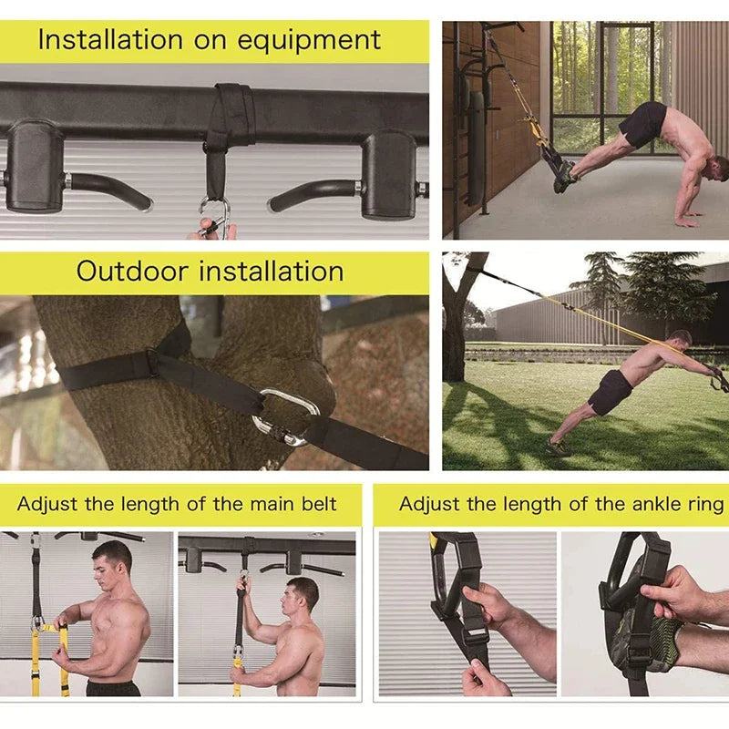 Hanging Training Strap Adjustable Fitness Band Chest Exercise Strap Pull Rope Resistance Band Set Home Gym Exercise Equipment - GilloServ
