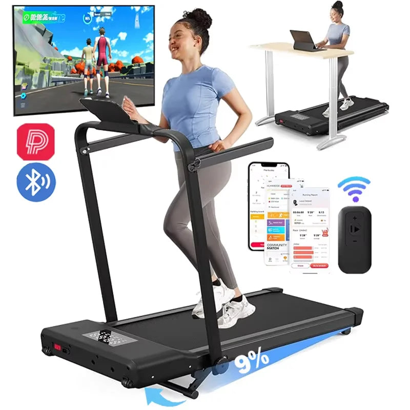 Hot Walking Pad Treadmill with 9% Incline Under-Desk for Home/Office 37.4inch Belt LCD Display Portable Foldable Safety Armrest - GilloServ