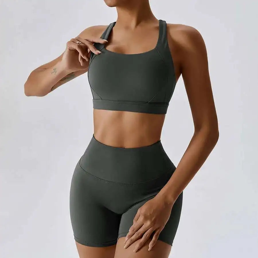 Yoga Set 2 PCS Women Tracksuits Workout Sportswear Gym Fitness - GilloServ