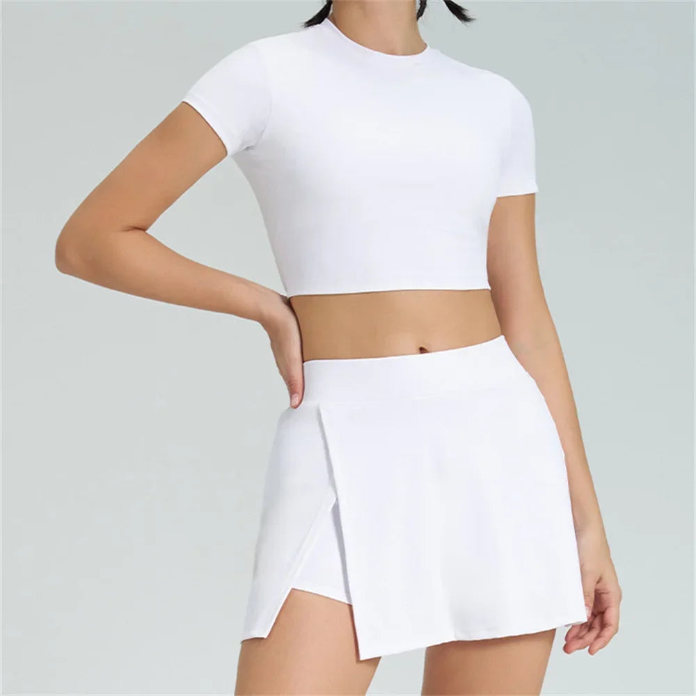 2PCS Pad Sports Crop Tops Women Shirt Yoga Set - GilloServ