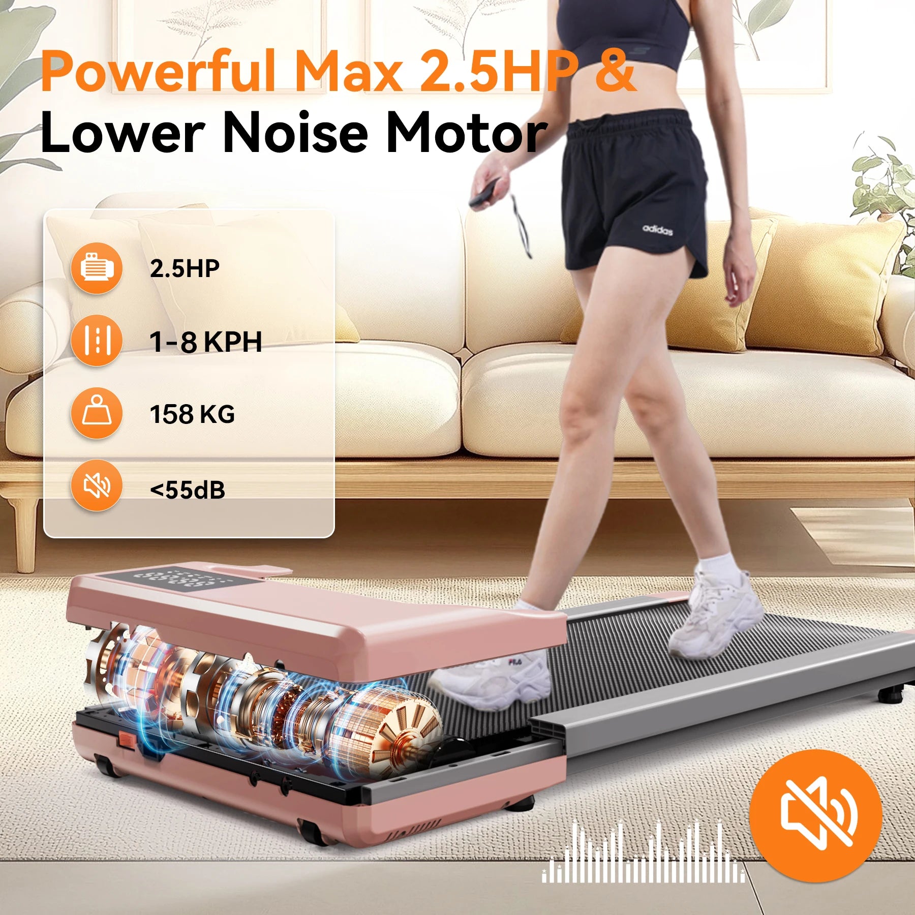 Smart Under Desk Treadmill for Home Office,Treadmill with APP&Remote Control, LCD Screen, Quiet Walking Jogging Exercise Machine - GilloServ