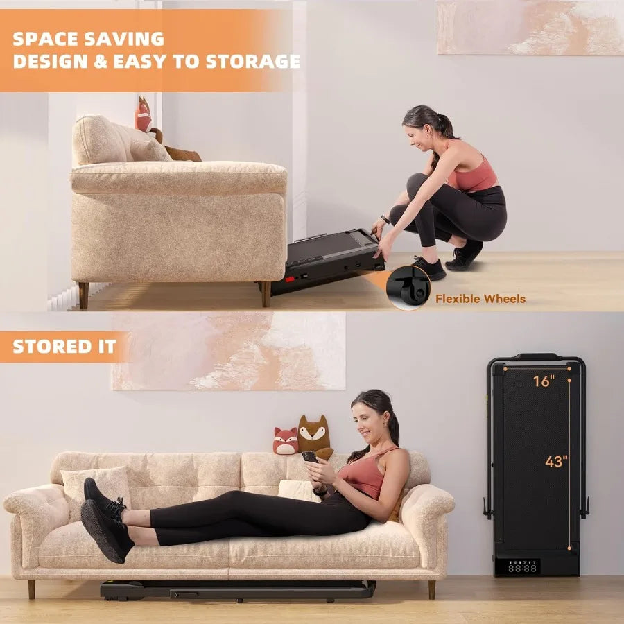 3 in 1 Walking Pad Treadmill 300 Weight Capacity Foldable Treadmill 3.0HP Low Noise Under Desk Treadmills for Home Office with - GilloServ