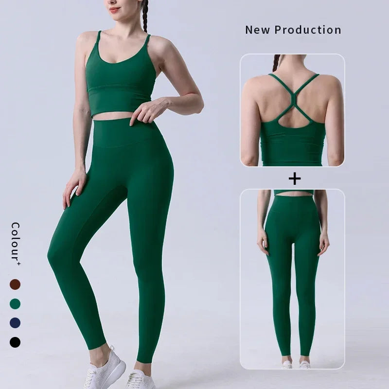 2 Piece Yoga Clothes Tracksuit Athletic Wear Pilates - GilloServ