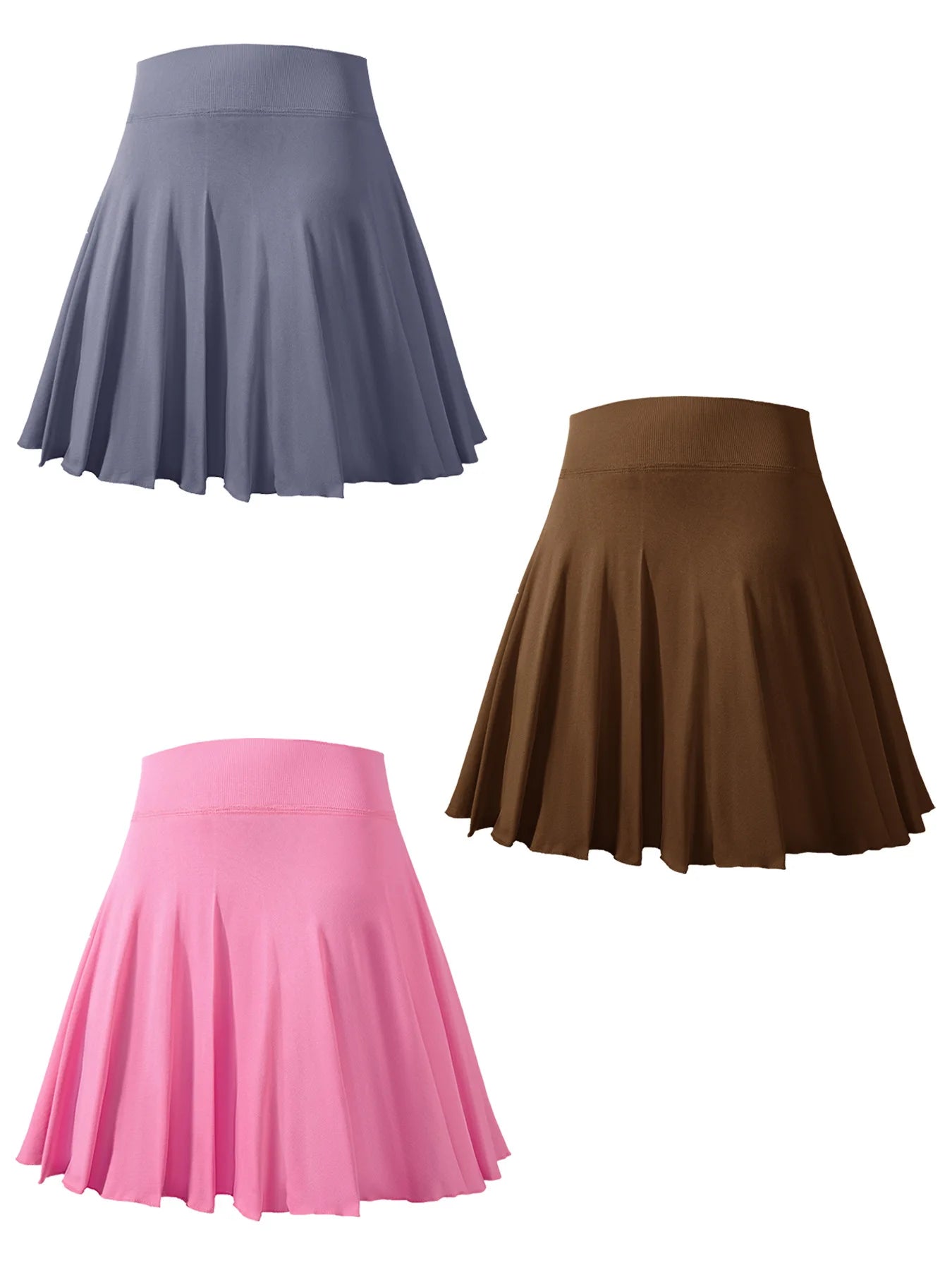 Ladies' solid-color yoga tennis skirt, pleated sports skirt, - GilloServ