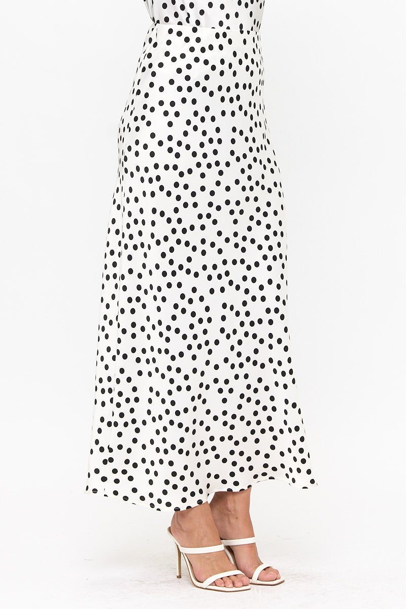 Polka Dot Satin Maxi Skirt-1