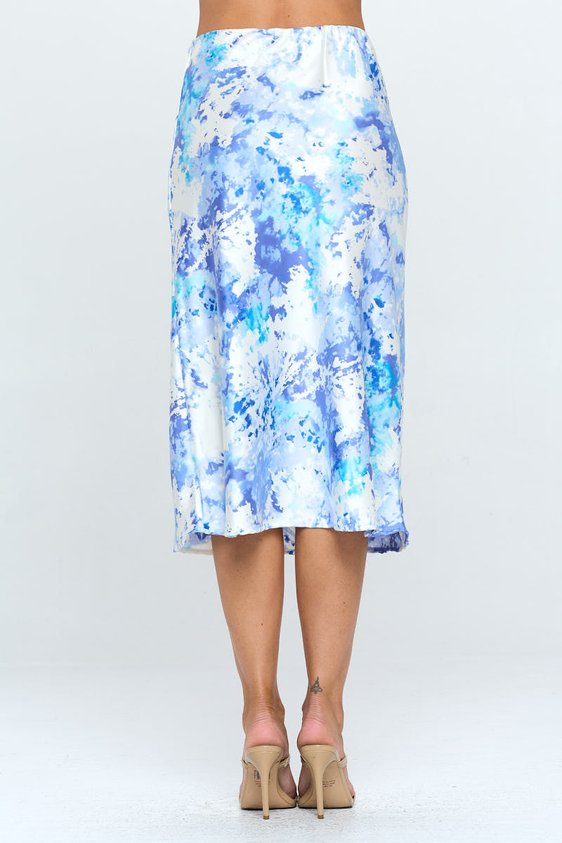 Tie Dye Satin Midi Skirt-3
