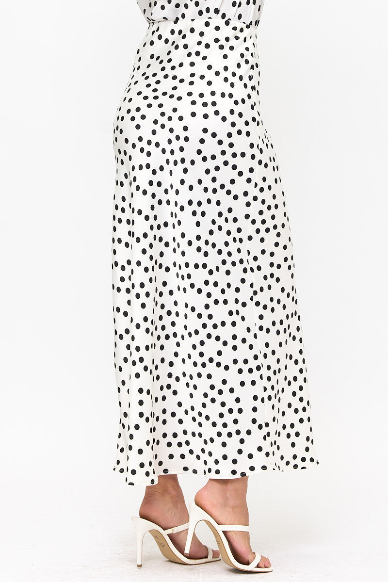 Polka Dot Satin Maxi Skirt-2