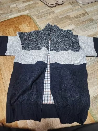 Mens Fleece Zipper Cardigan Winter Jacket Sweater-1