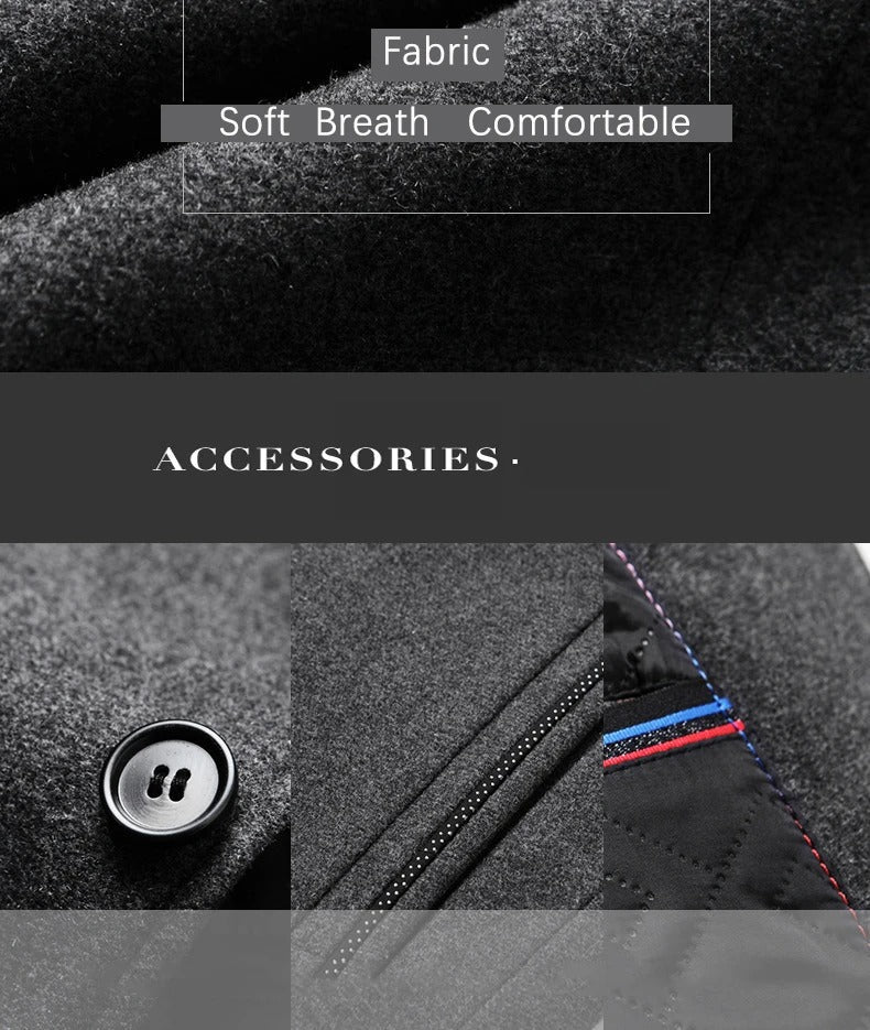 NNEOBA Mens Winter Wool Coat Stand Collar Business Jacket (Gray)-2