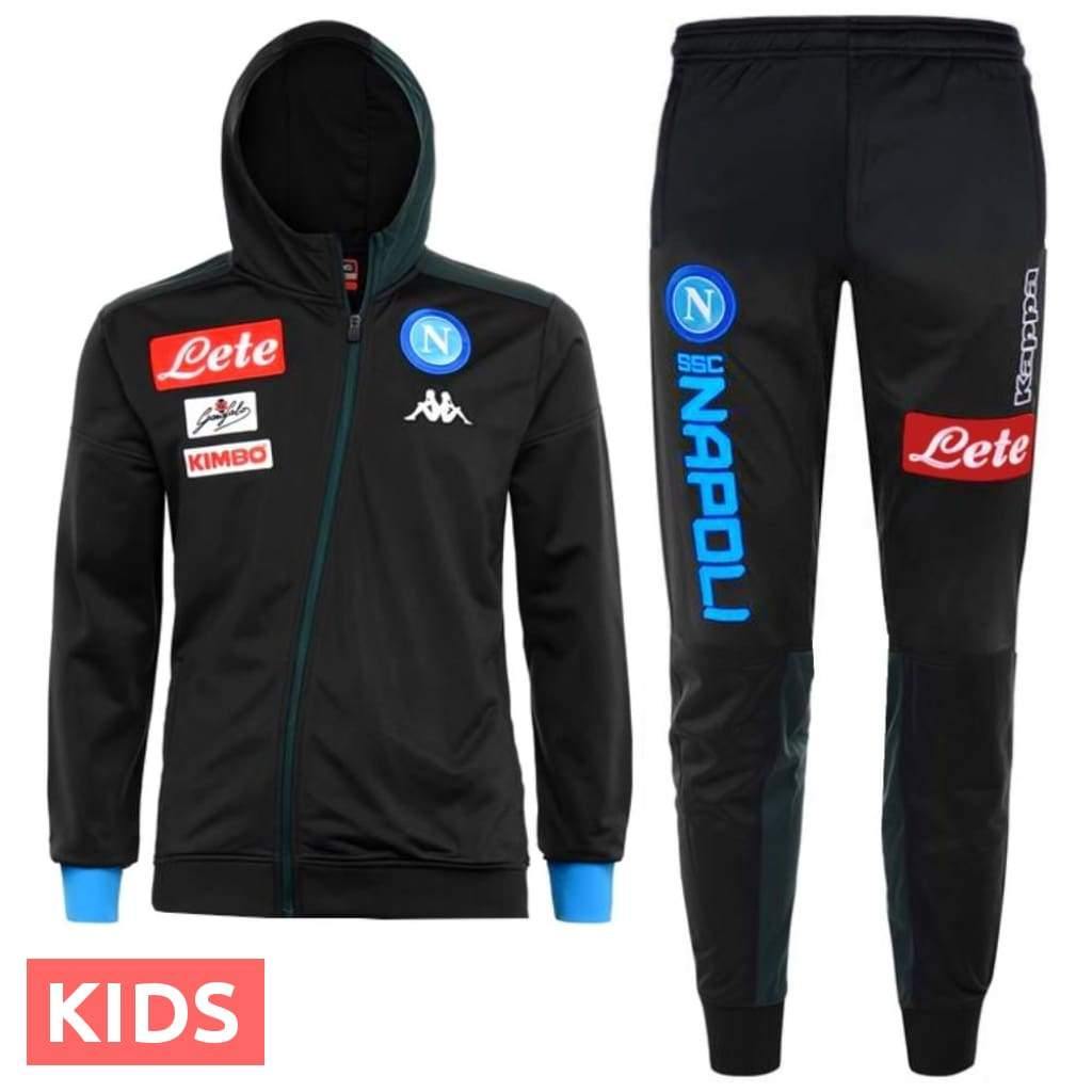 Kids - SSC Napoli dark blue hooded presentation soccer tracksuit - GilloServ