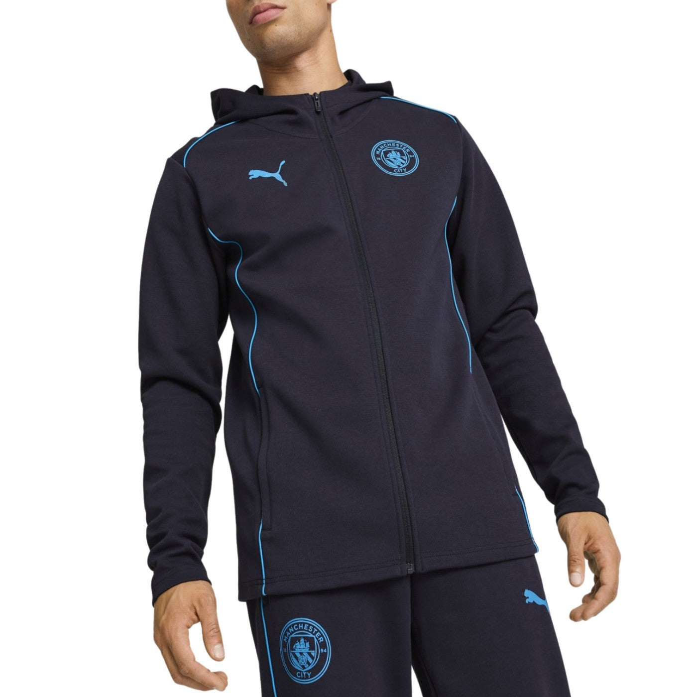 Manchester City navy Casual hooded presentation tracksuit - GilloServ