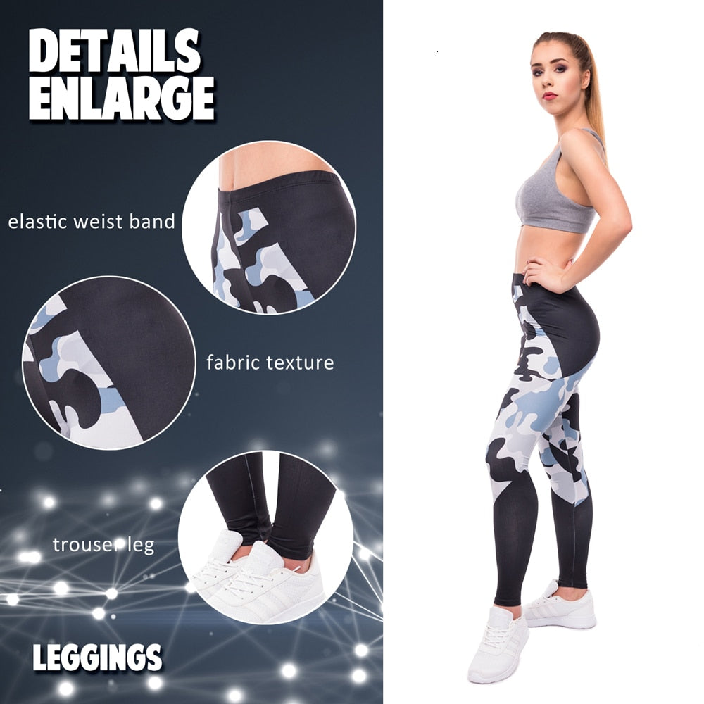 Elegant Women High Waist Legging Camo Black Triangles Printing - GilloServ