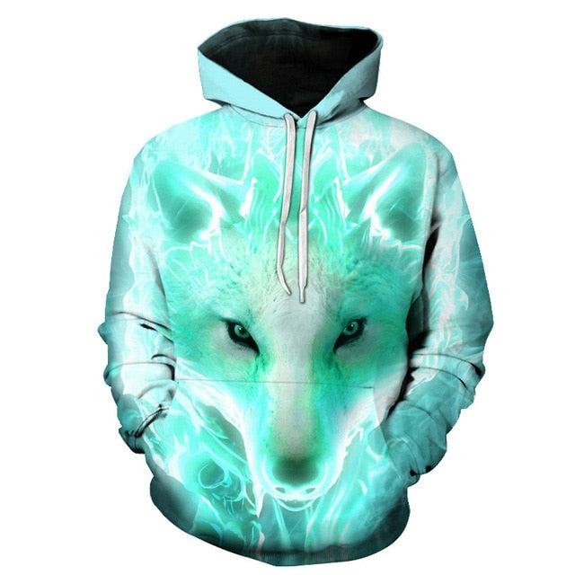 Fashion Galaxy Space 3D Hoodie bright wolf Print Hoodies - GilloServ