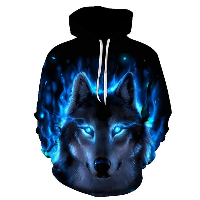 Fashion Galaxy Space 3D Hoodie bright wolf Print Hoodies - GilloServ
