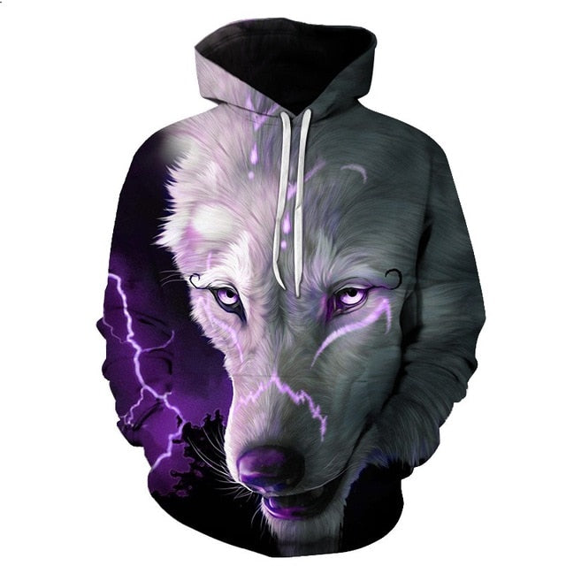 Fashion Galaxy Space 3D Hoodie bright wolf Print Hoodies - GilloServ