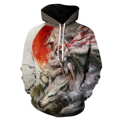 Fashion Galaxy Space 3D Hoodie bright wolf Print Hoodies - GilloServ