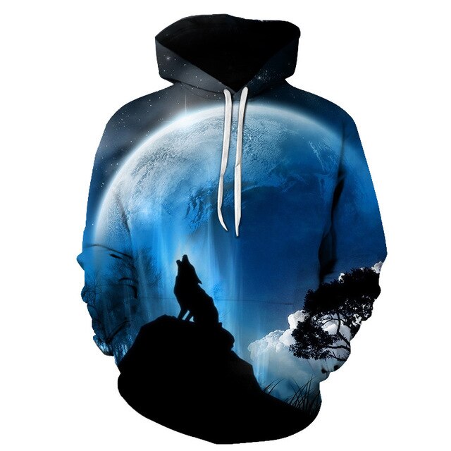Fashion Galaxy Space 3D Hoodie bright wolf Print Hoodies - GilloServ