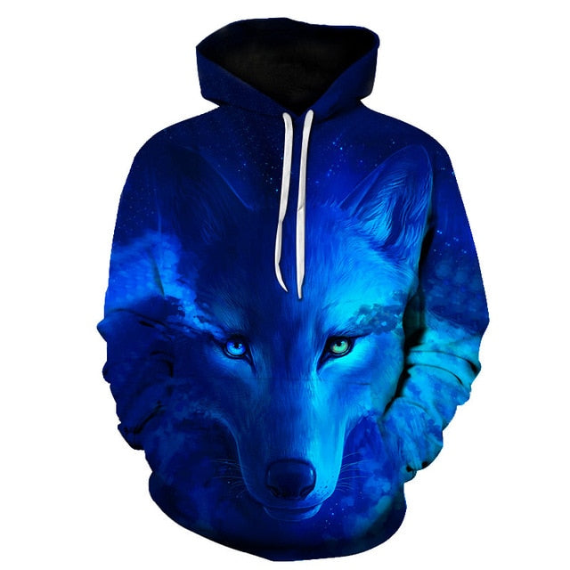 Fashion Galaxy Space 3D Hoodie bright wolf Print Hoodies - GilloServ