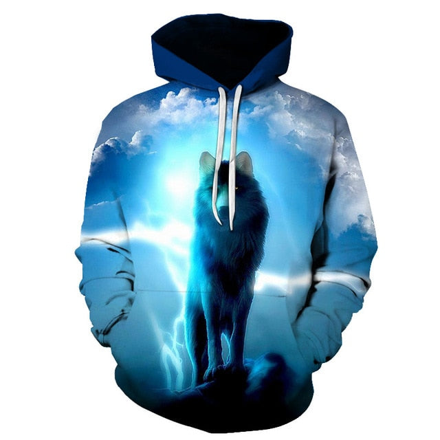 Fashion Galaxy Space 3D Hoodie bright wolf Print Hoodies - GilloServ