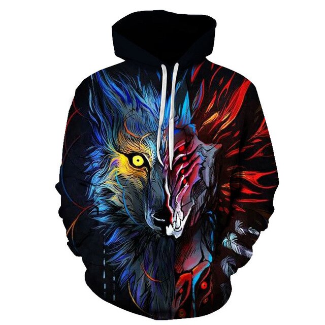 Fashion Galaxy Space 3D Hoodie bright wolf Print Hoodies - GilloServ