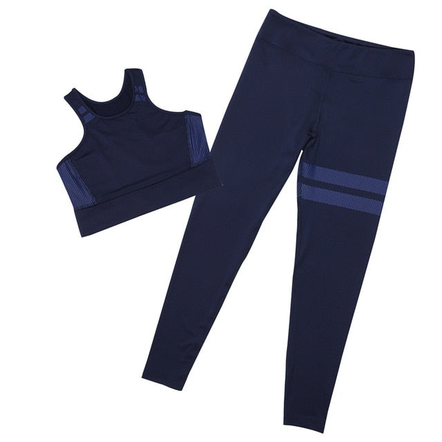 High Waist 2 Piece Fitness Set Women New Seamless Leggings - GilloServ