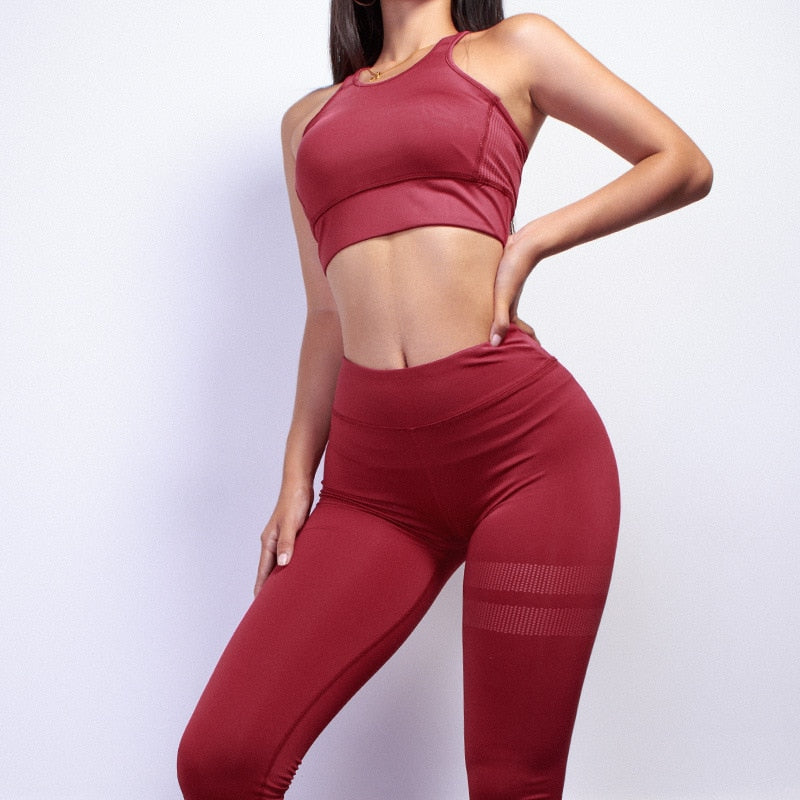 High Waist 2 Piece Fitness Set Women New Seamless Leggings - GilloServ