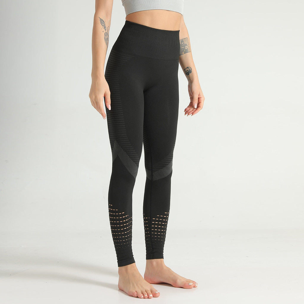 Hollow Out Fitness Gym Leggings Seamless Workout Running Activewear - GilloServ