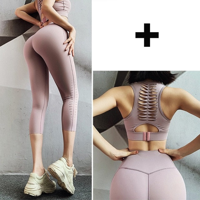 Yoga Crop Top Push up Underwear Gym Running Shockproof Shirt-16