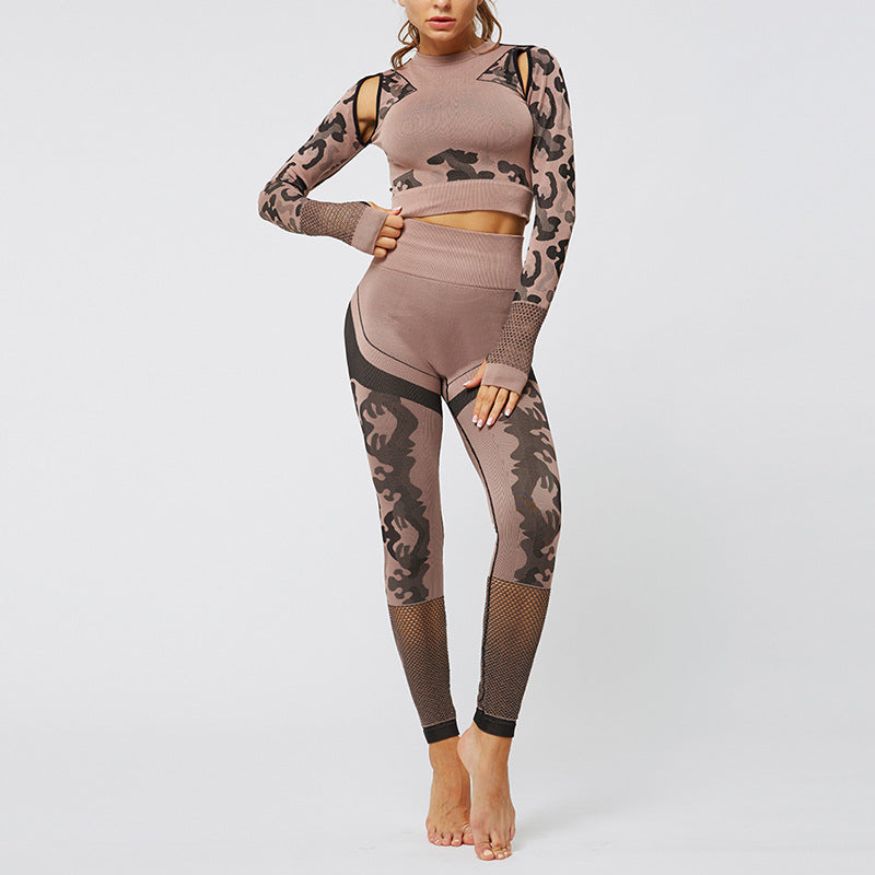 Sport Fitness Seamless Yoga Set Suit Camouflage Workout - GilloServ