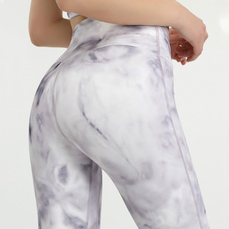 Tie Dye NO FRONT SEAM Sport Gym Yoga Capri Leggings Women - GilloServ