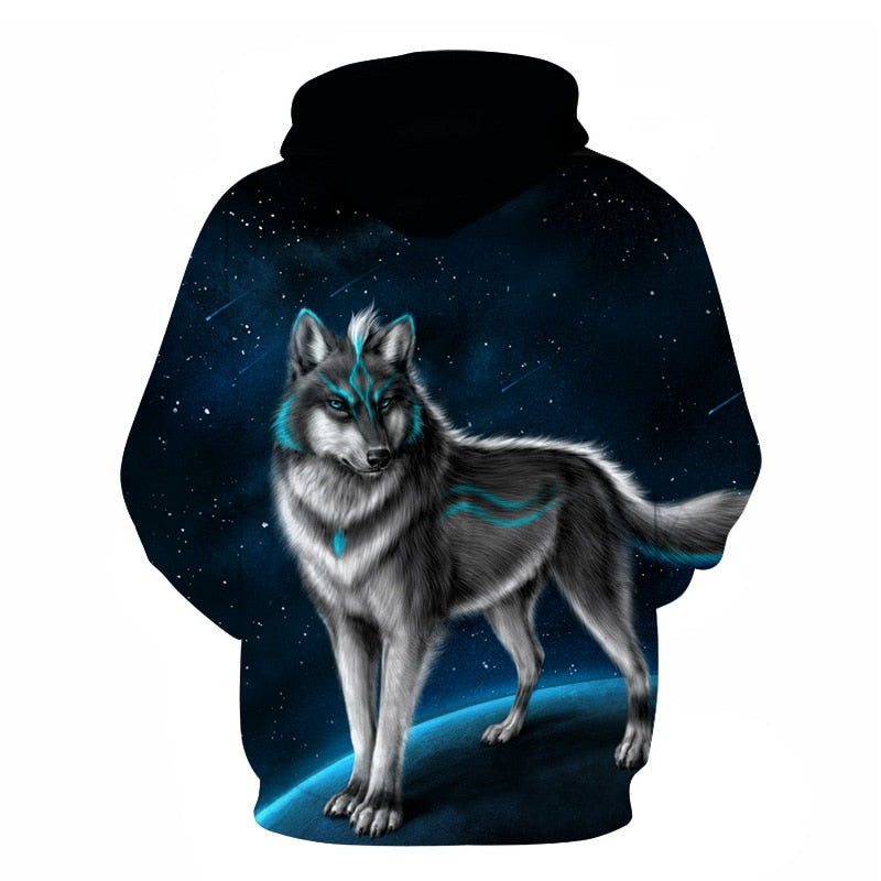 Fashion Galaxy Space 3D Hoodie bright wolf Print Hoodies - GilloServ