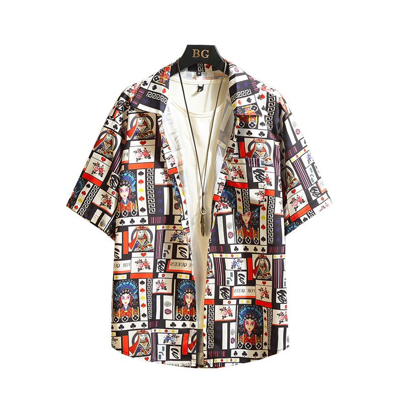 New Graffiti Pattern Mens Shirt Tops Playing Cards Printed - GilloServ