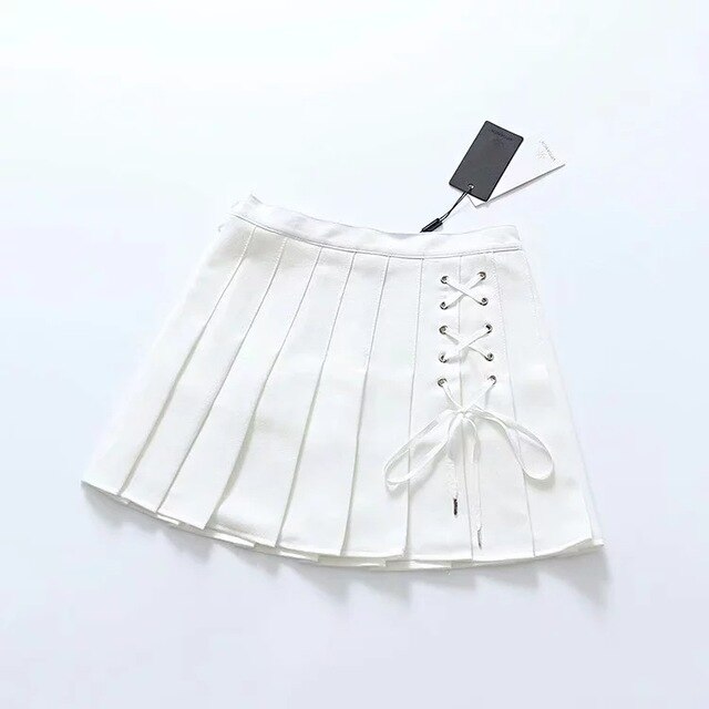 Women Pleated Tennis Skort with Side Lace Up - GilloServ