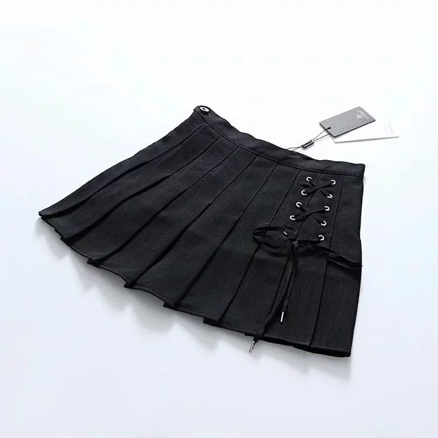 Women Pleated Tennis Skort with Side Lace Up - GilloServ