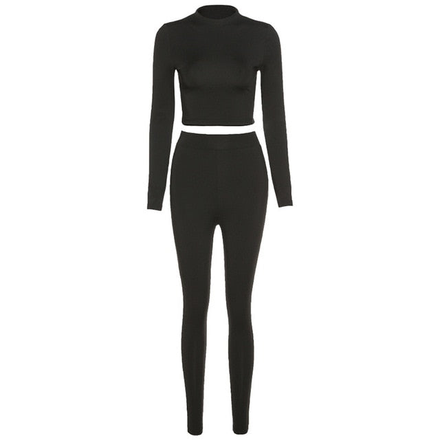 Women Yoga Set Mock Neck Long Sleeve Crop Top Fitness - GilloServ