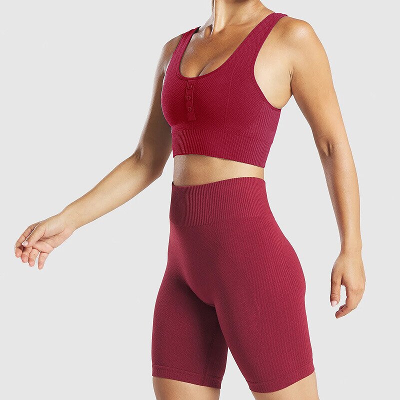 Women Yoga Shorts High Waist Knitted Training Fitness - GilloServ